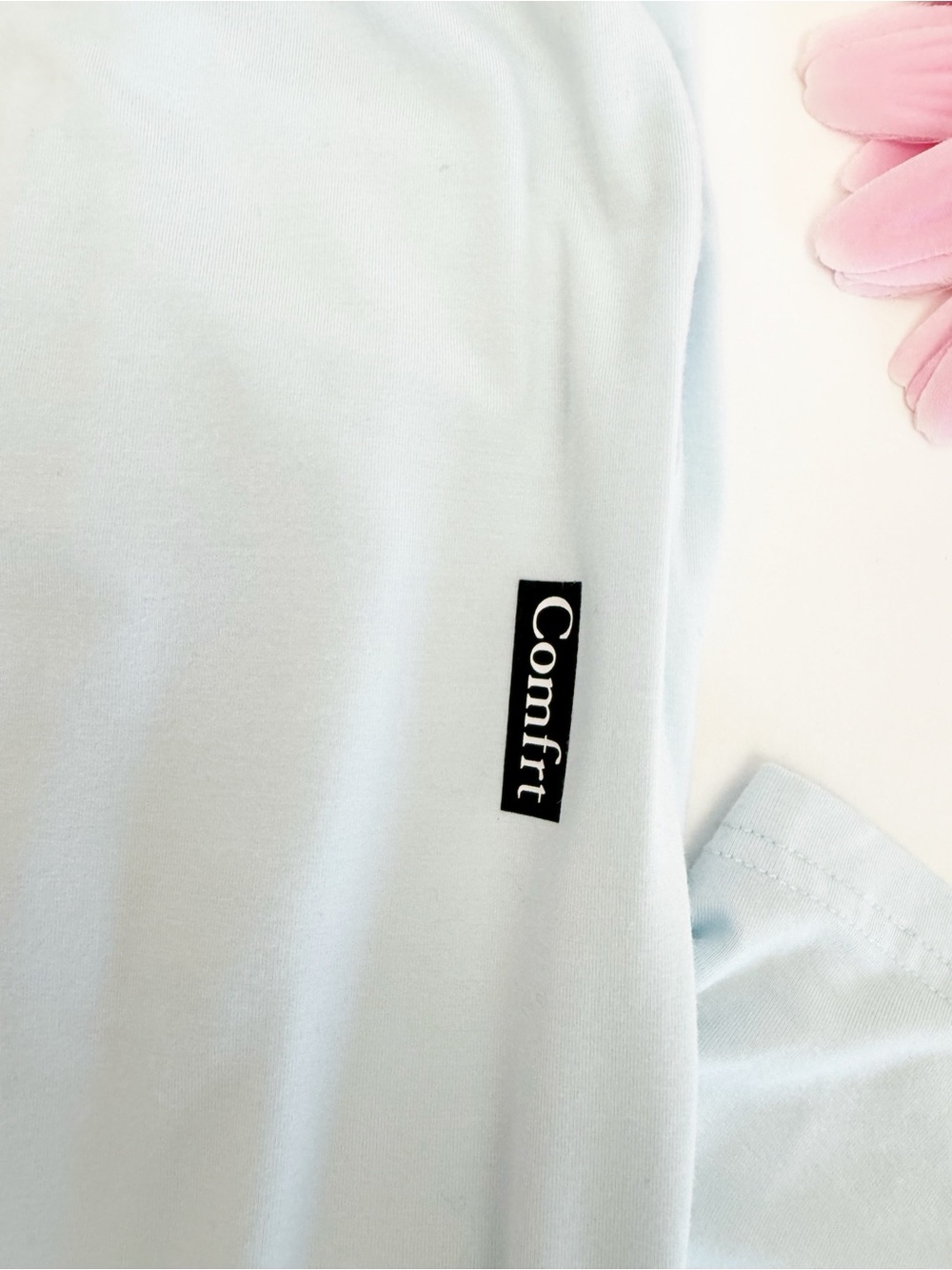 Cmfrt Cloud Lounge Set Tee Shirt Wide Leg Pants Light Baby Blue Two (2) Piece - Picture 15 of 16